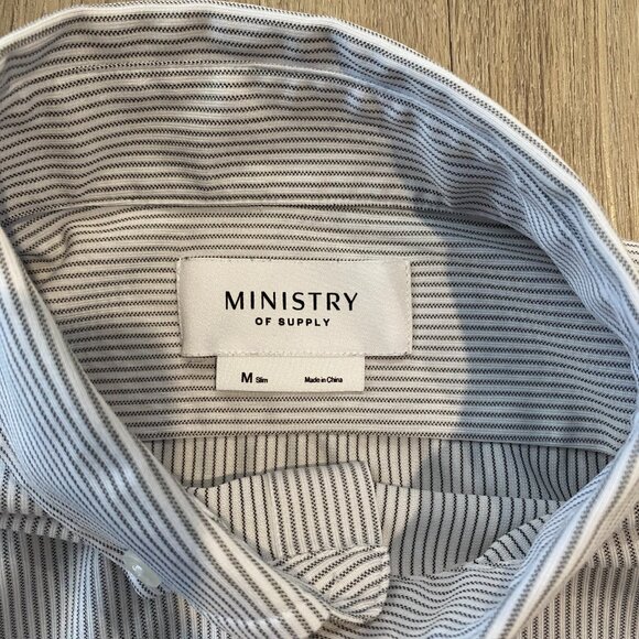Ministry of Supply - Gemini Knit Shirt - Grey Stripe (Men's M Slim) - Picture 2 of 7